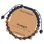 Morse Code Tiger's Eye Frosted Stone Beaded Stretch Bracelet