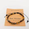 Morse Code Tiger's Eye Frosted Stone Beaded Stretch Bracelet