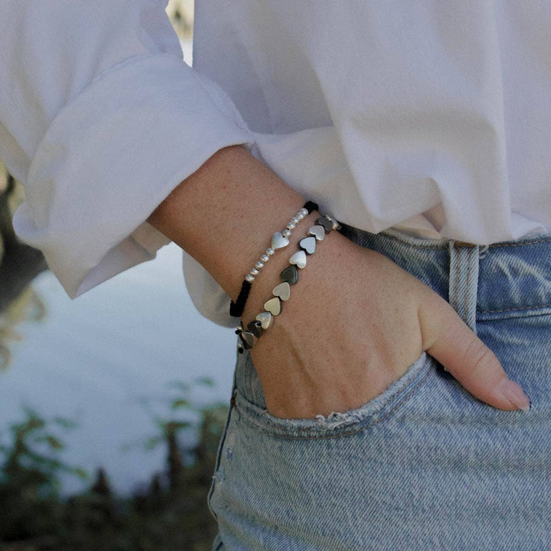 Sisters of the Heart Woven-Silver/Black