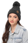 Winter Cable Knit Beanie Hat with Fleece Lining