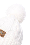 Winter Cable Knit Beanie Hat with Fleece Lining