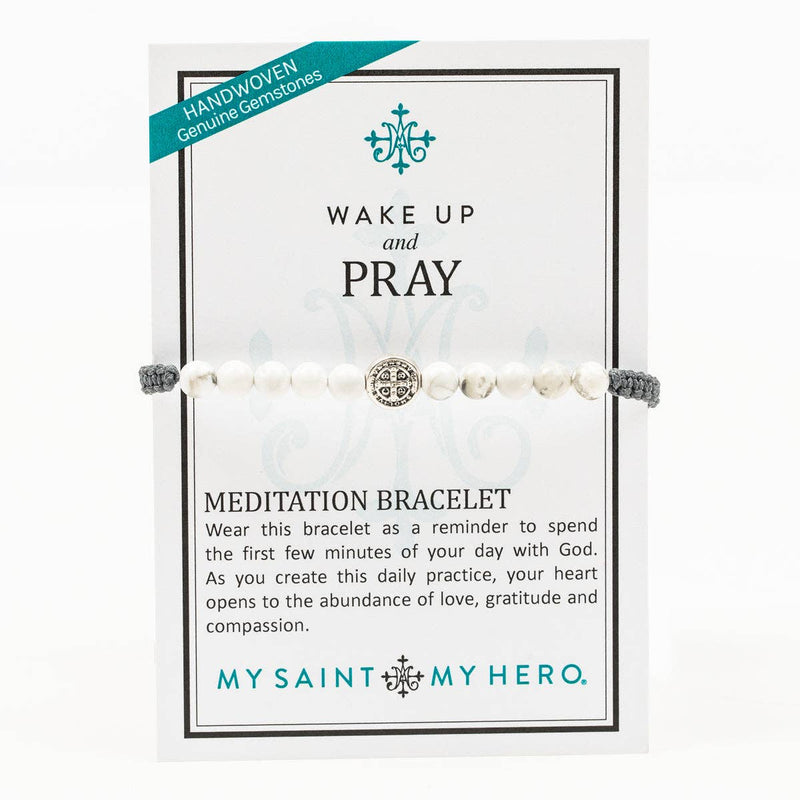 My Saint My Hero - Wake Up & Pray Bracelet-Slate/White Howlite