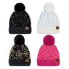 Glitter Sequined Cuff Beanie with Pom Pom
