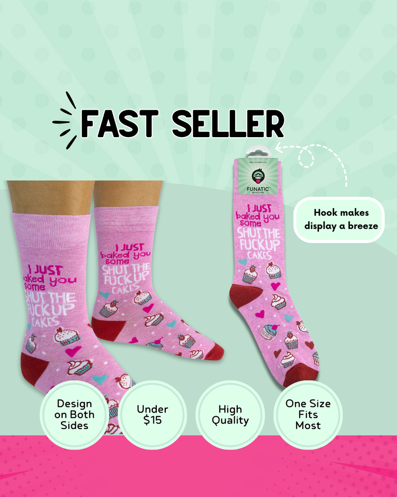 Funatic - Shut The Fuck Up Cakes Socks | Curse Word Socks | Funny Sock