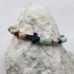 Natural Stone Beaded Cross Bracelet