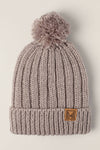 Winter Rib Knitted Sherpa Lined Pom Pom Beanie Hat