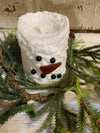 Snowman Bumpy White Moving Flame LED Candle 3in by 4in