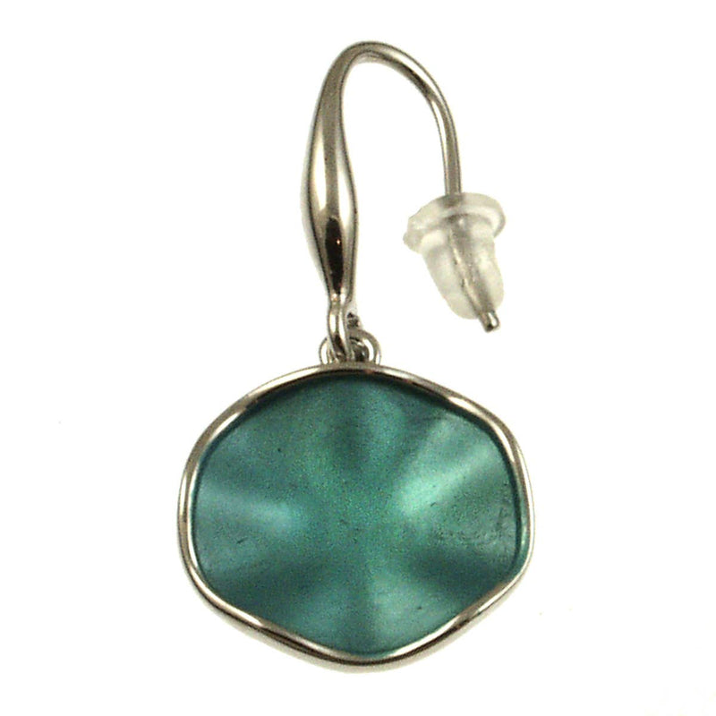 Wavy blue irregular circle in Silver tone