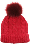 Women's Fuzzy Cable Knit Sherpa Lined Beanie Hat