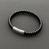 Men's Stainless Steel Beads Leather Woven Bracelet - MJ/BC