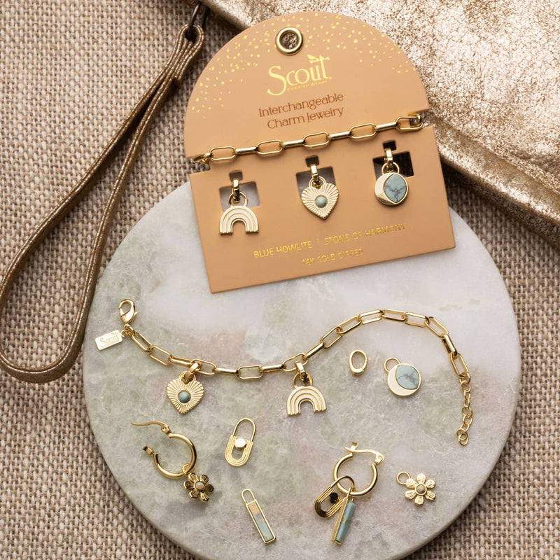 Scout Curated Wears - Interchangeable Charm Earring - Aqua Terra/Peace/Gold