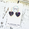 Heart Earrings Jewel Tone Glitter