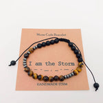 Morse Code Tiger's Eye Frosted Stone Beaded Stretch Bracelet