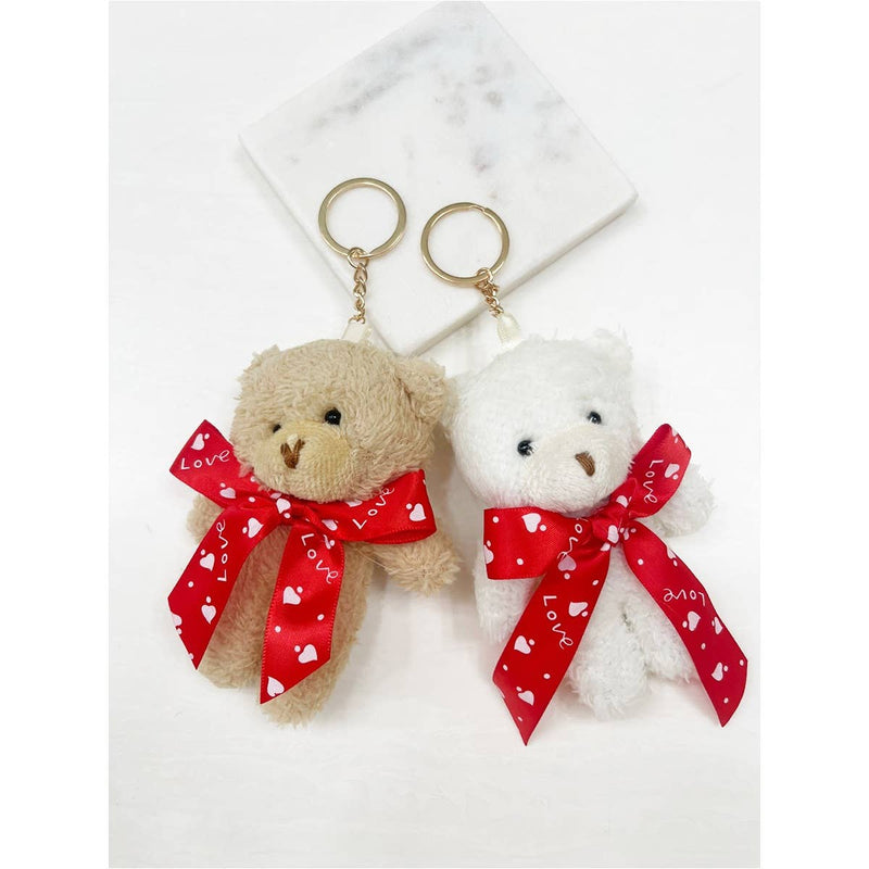 Love and Repeat - Valentines Day Theme Teddy Bear with Bow Keychain