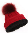 Women's Fuzzy Cable Knit Sherpa Lined Beanie Hat