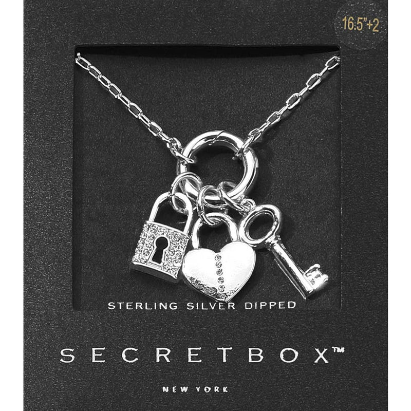 Wona Trading, Inc. - SECRET BOX 14K Gold Dipped Heart Lock Key Pendant Necklace