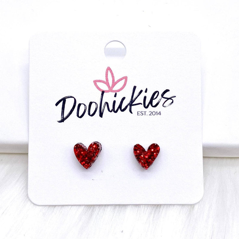 8mm Tiny Confetti Valentine Hearts -Earrings