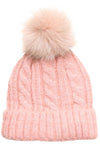 Women's Fuzzy Cable Knit Sherpa Lined Beanie Hat