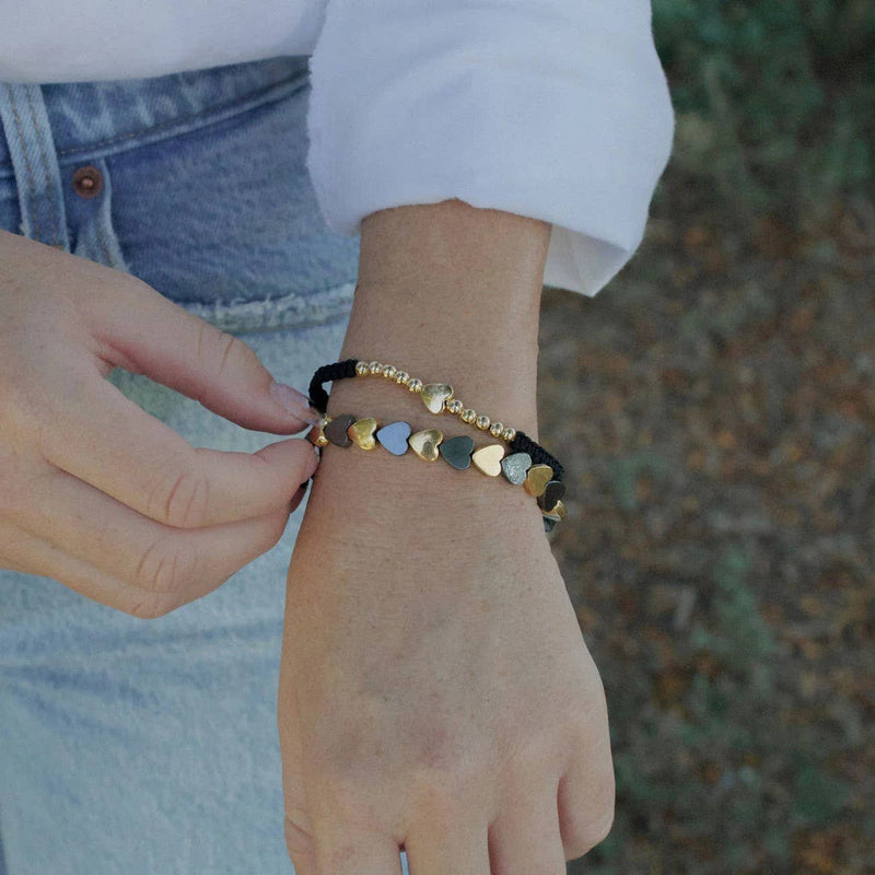 Sisters of the Hearts Bracelet - Black / Gold