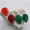 Glitter Acrylic Red and Green Bulb Christmas Earrings