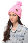 Winter Cable Knit Beanie Hat with Fleece Lining