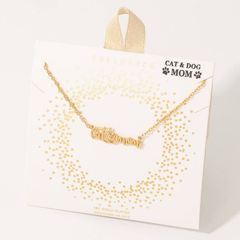 Handwritten Cat Mom Charm Necklace