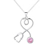 Sterling Silver Stethoscope Heart Pendant Necklace