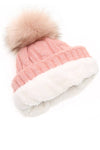 Women's Fuzzy Cable Knit Sherpa Lined Beanie Hat