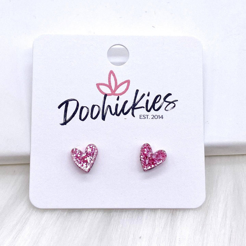 8mm Tiny Confetti Valentine Hearts -Earrings