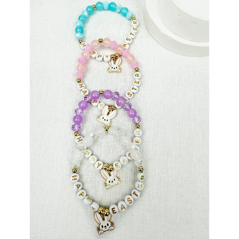 Happy Easter Bunny Charm Stretch Bracelets