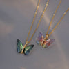 Colorful Butterfly Pendant Necklace in Stainless Steel