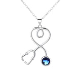 Sterling Silver Stethoscope Heart Pendant Necklace