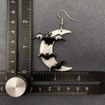 Halloween Bats Under The Moonlight Acrylic Dangle Earrings - GT