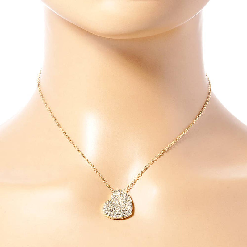 Wona Trading, Inc. - Crystal Paved Heart Pendant Necklace