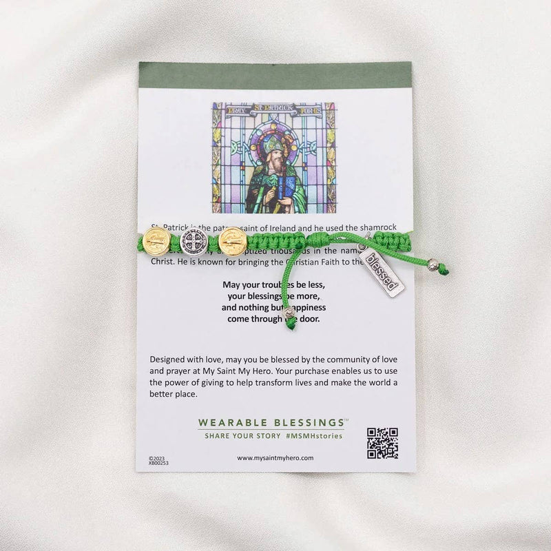 My Saint My Hero - St. Patrick's Day Breathe Bracelet-Green / Silver