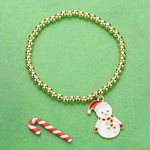 Stainless Steel Enamel Christmas Snowman Charm Bracelet