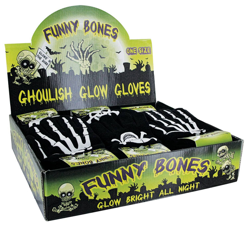 Funny Bones Ghoulish Glow In The Dark Gloves