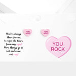 Wona Trading, Inc. - You Rock Message Heart Stud Earrings