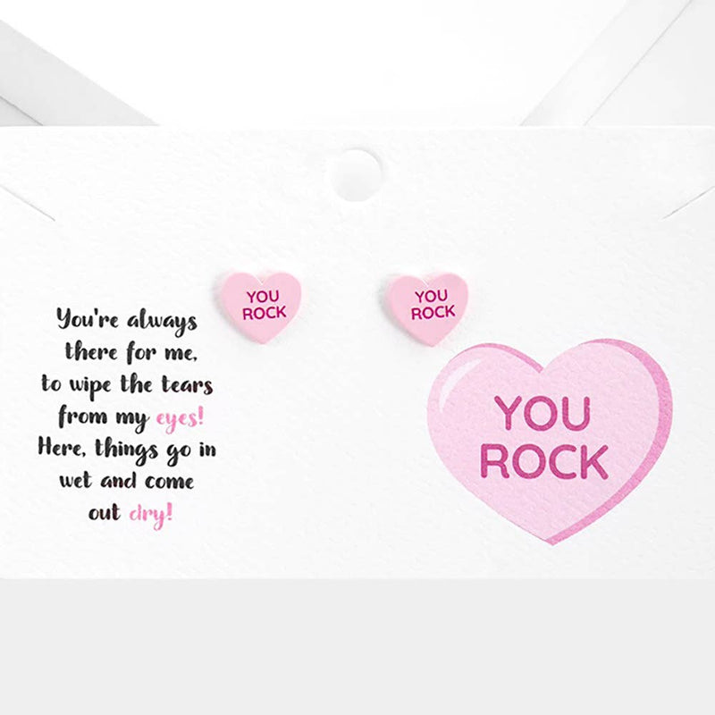 Wona Trading, Inc. - You Rock Message Heart Stud Earrings