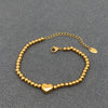 Heart Charm 18K Gold Plated SSl Beaded Bracelet - FGS