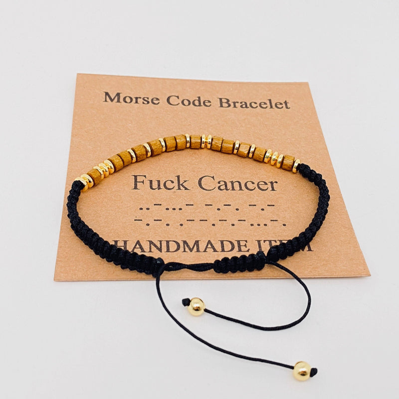 Morse Code Hand-woven Wooden Bead Bracelets