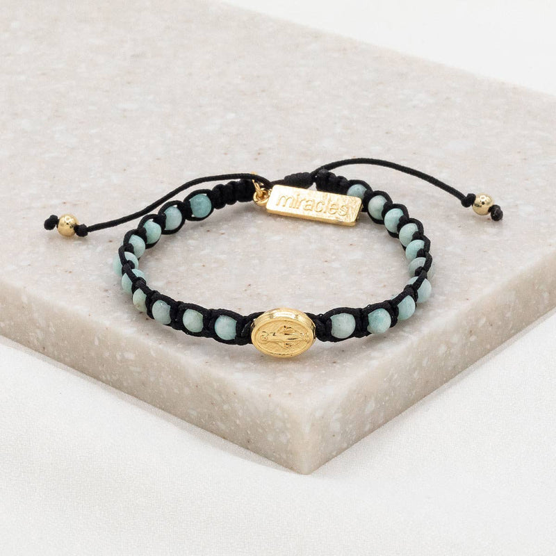 My Saint My Hero - Miraculous Gemstone Bracelet-Black/Amazonite