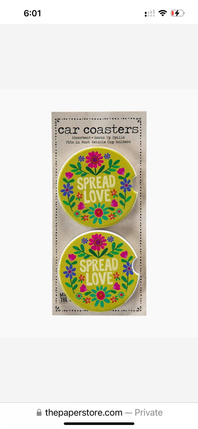 Natural Life - Car Coaster - Spread Love