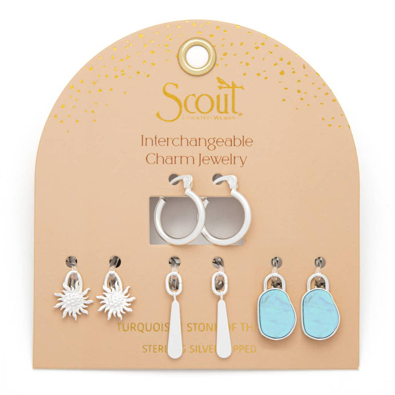 Scout Curated Wears - Interchangeable Charm Earring - Turquoise/Sky/Silver