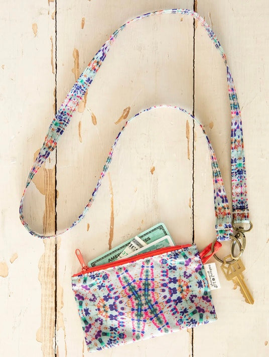 Zip Pouch Lanyard - Dark Cream Tie-Dye