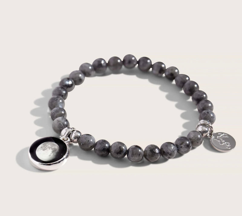 Moonglow- Gray Labridonite Beaded Bracelet