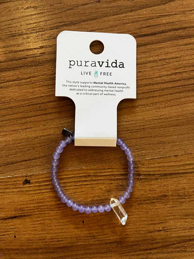 Purple Crystal Mental Health Bracelet