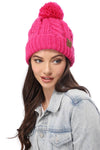 Winter Cable Knit Beanie Hat with Fleece Lining