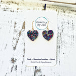 Heart Earrings Jewel Tone Glitter