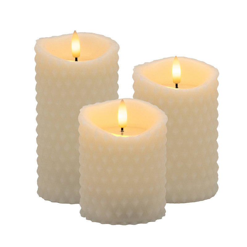 LumaBase - Battery Operated Textured Candles - Set of 3